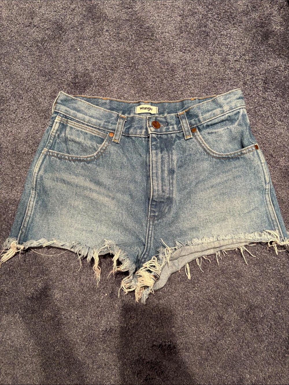 Wrangler Light Wash Frayed Denim Cutoff Shorts